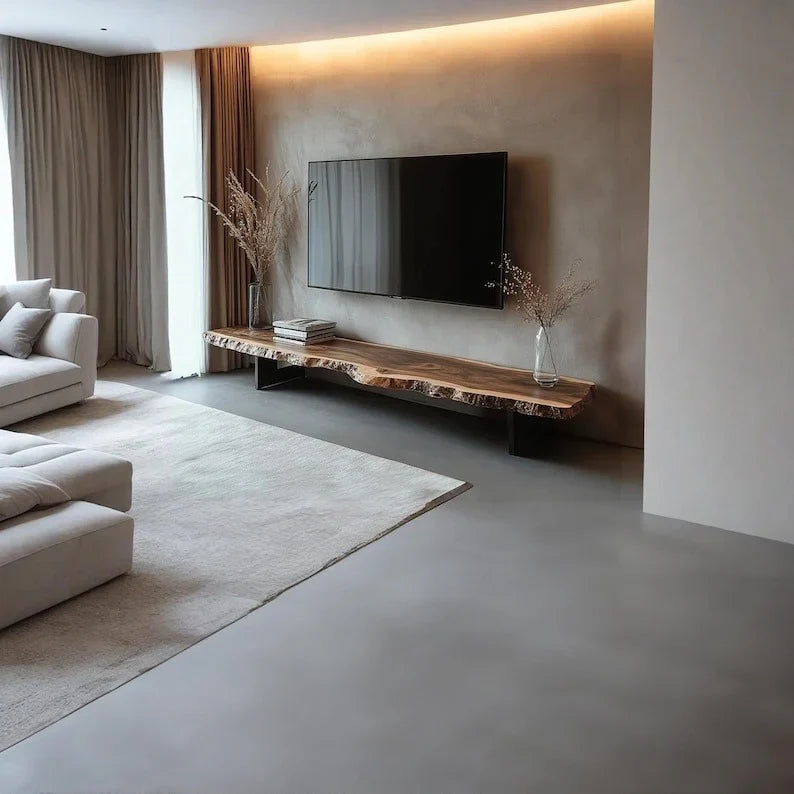 The Floating Live Edge Media Shelf | Solid Sheesham