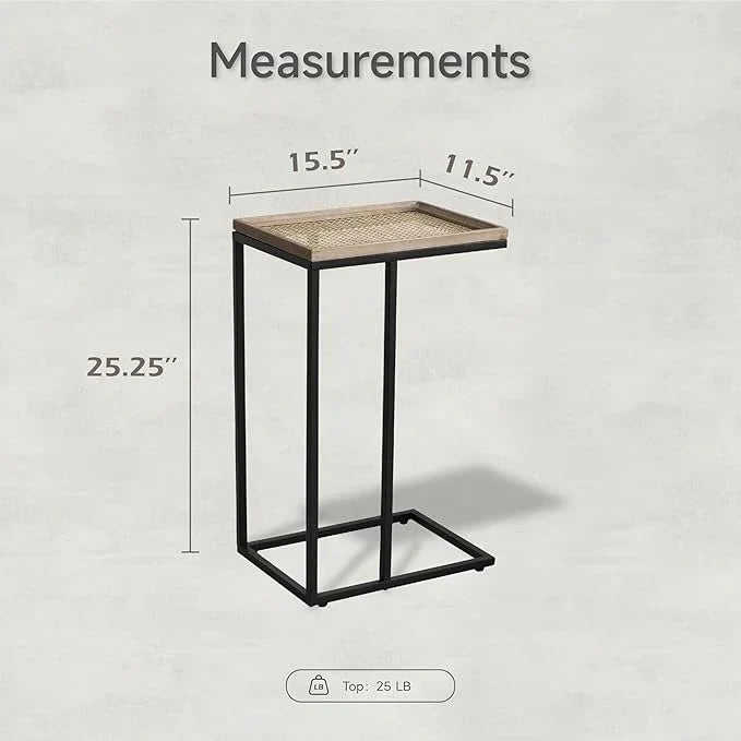 The Crescent C-Table | Rattan & Sheesham
