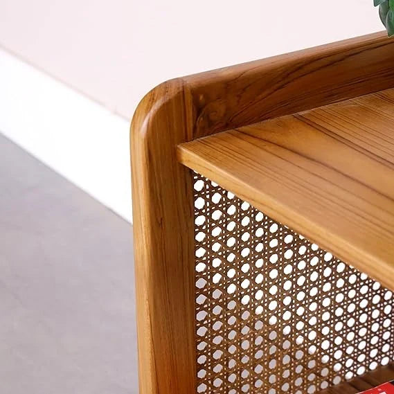 The Urban Boho Side Table | Sheesham & Rattan