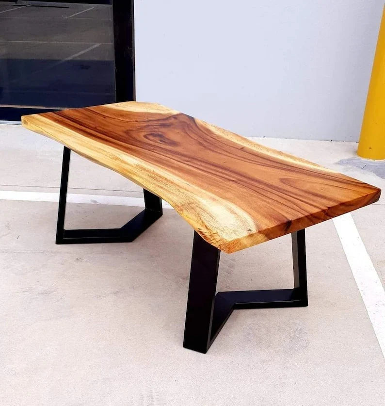 The Noir Live Edge Coffee Table | Sheesham & Black Steel