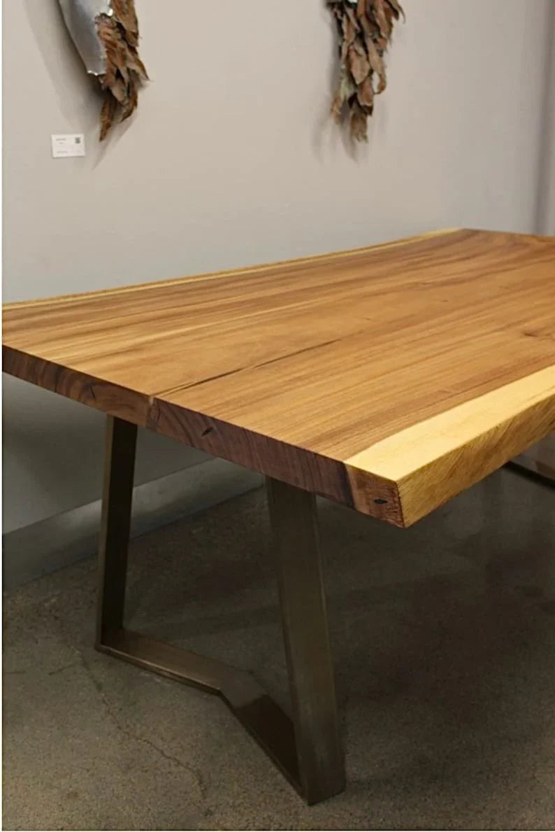 The Café Live Edge Dining Table | Handcrafted Sheesham