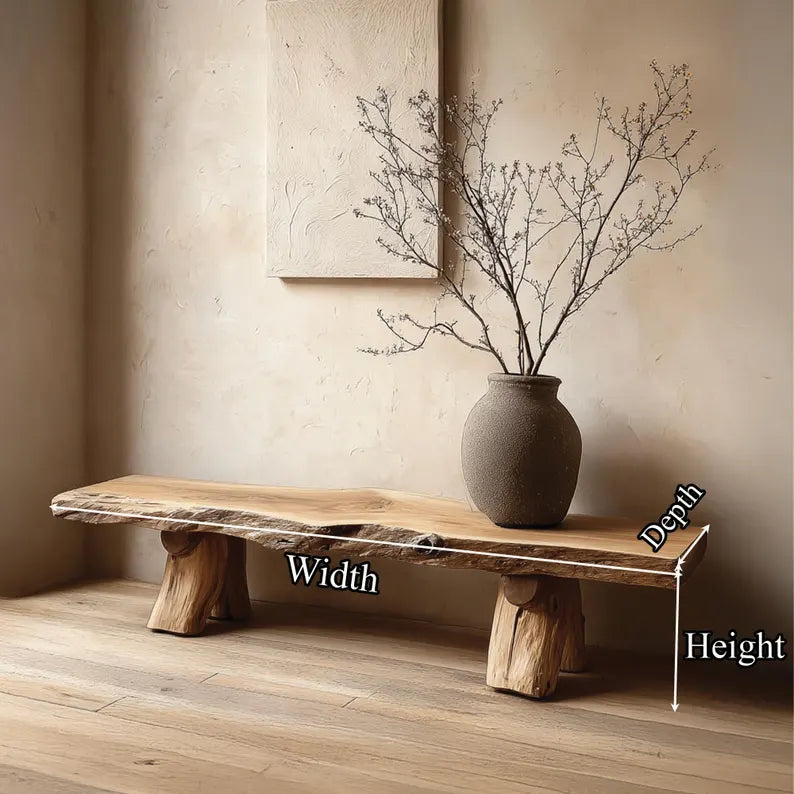 The Mudroom Live Edge Bench | Handcrafted Natural Wood