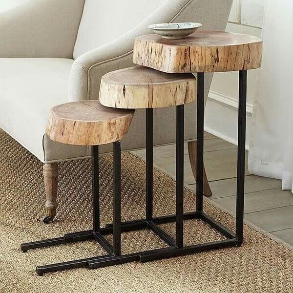The Cascade Nesting Tables | Live Edge Sheesham, Set of 3