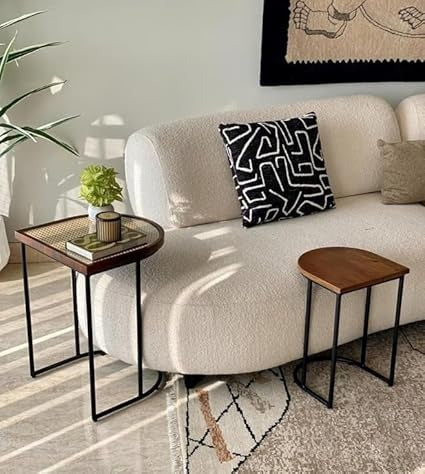 The Charcoal Cane Side Table | Handcrafted Rattan