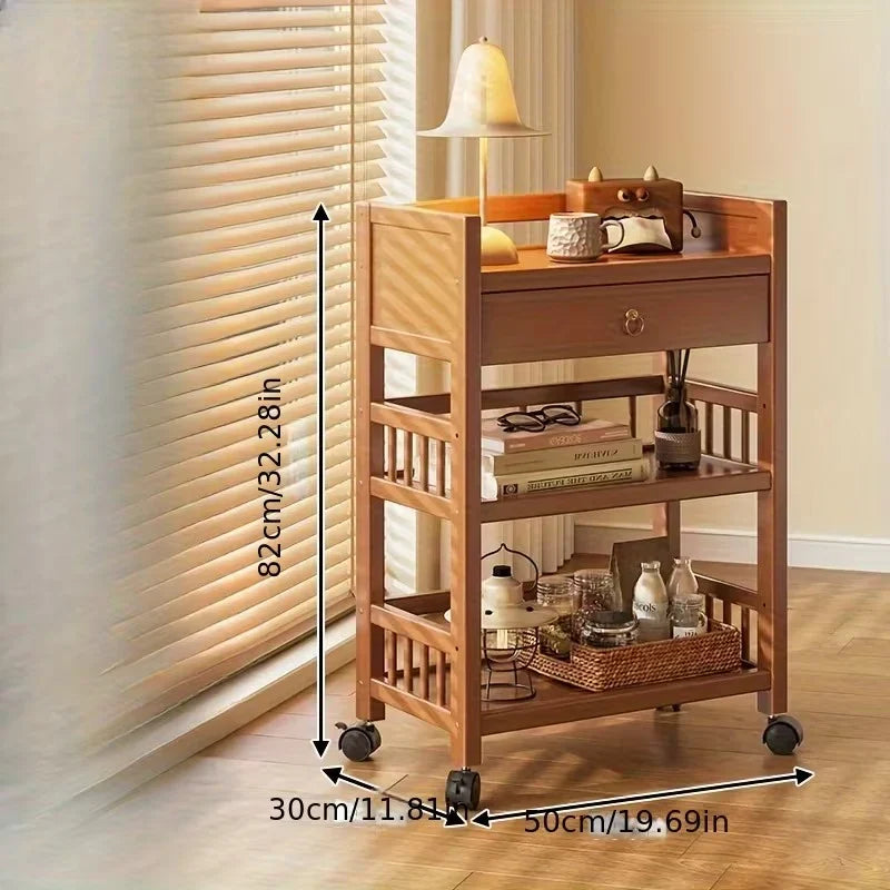 The Versatile Wooden Trolley | Wheels & Multi-Shelf Storage