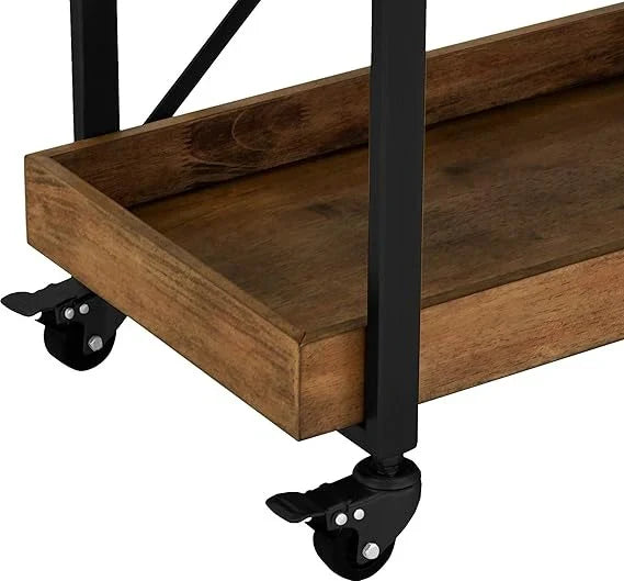 The Rustic Rolling Bar Cart | Sheesham Wood & Metal