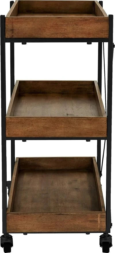 The Rustic Rolling Bar Cart | Sheesham Wood & Metal