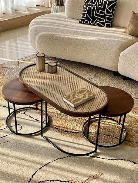 The Trio Rattan Coffee Table Set | Set of 3