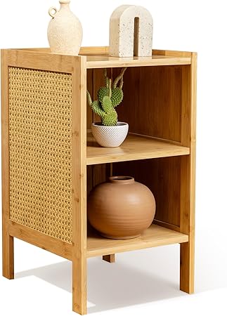The Triple Tier Rattan Nightstand | Handcrafted