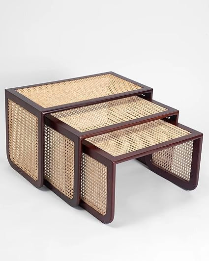 The Woven Rattan Nesting Tables | Handcrafted Set