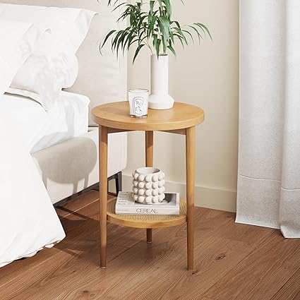 The Sunrise Rattan Sofa Side Table | Natural Finish