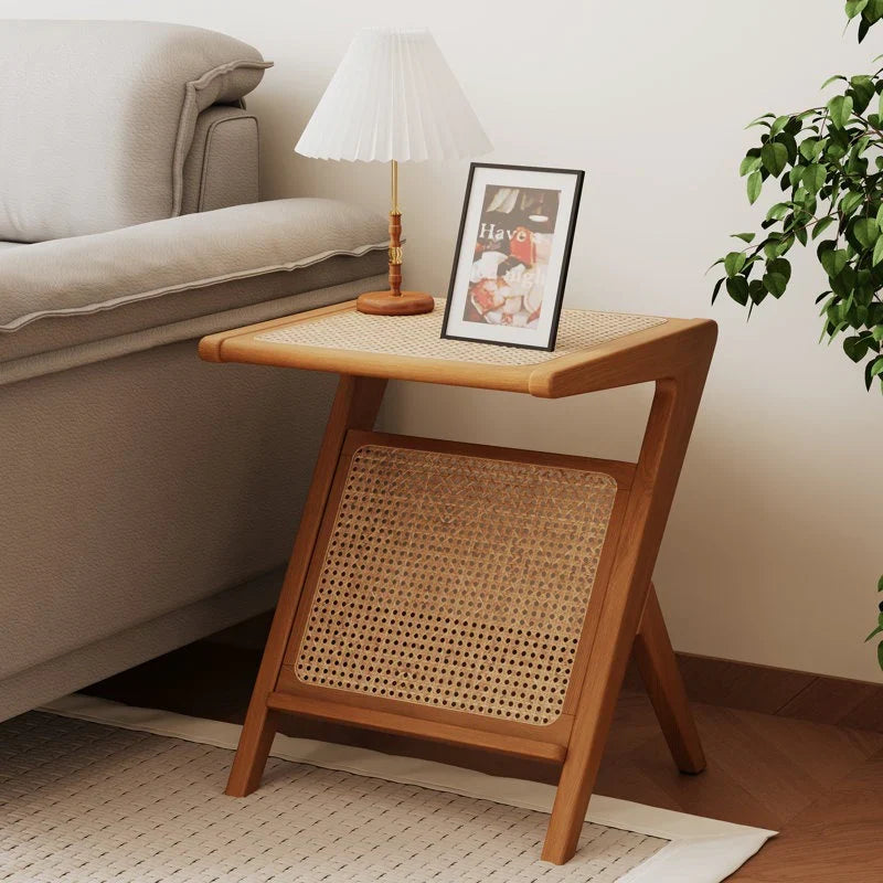 The Classic Rattan End Table | Solid Sheesham Frame