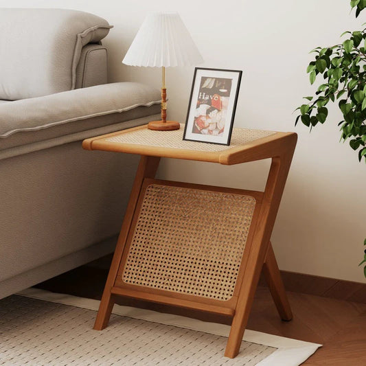 The Classic Rattan End Table | Solid Sheesham Frame