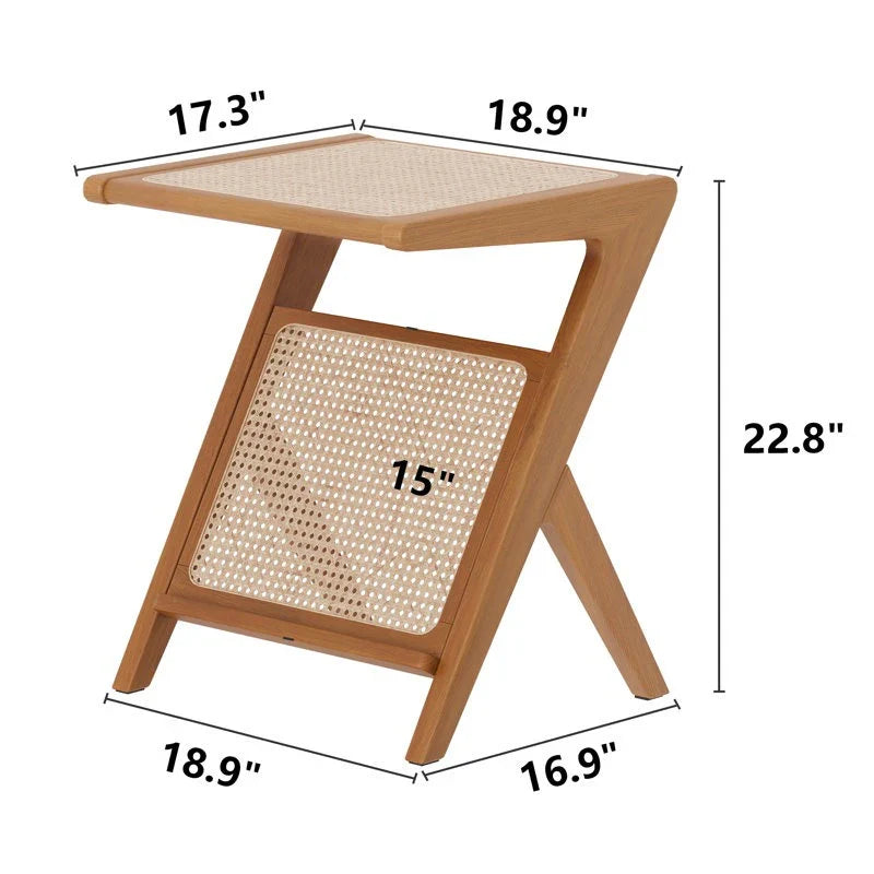 The Classic Rattan End Table | Solid Sheesham Frame