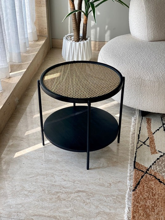 The Charcoal Rattan Center Table | Handcrafted