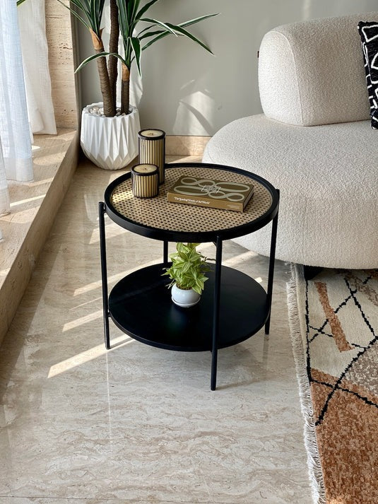 The Charcoal Rattan Center Table | Handcrafted
