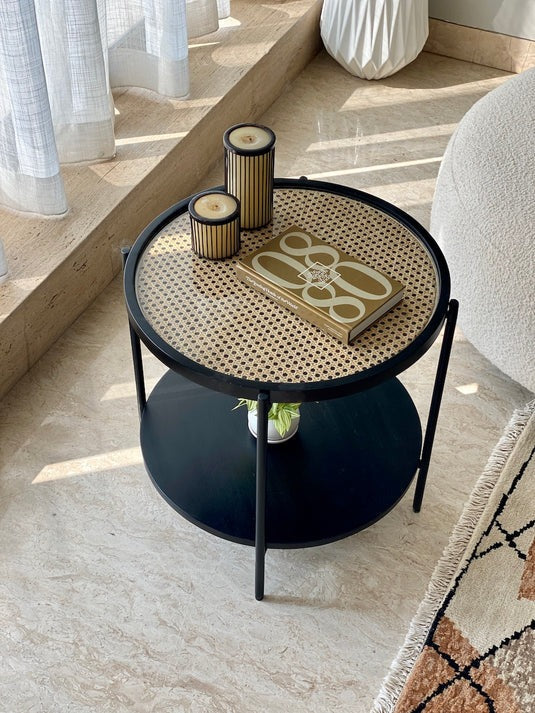 The Charcoal Rattan Center Table | Handcrafted