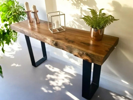 The Log Console Table | Natural Sheesham Entryway Piece