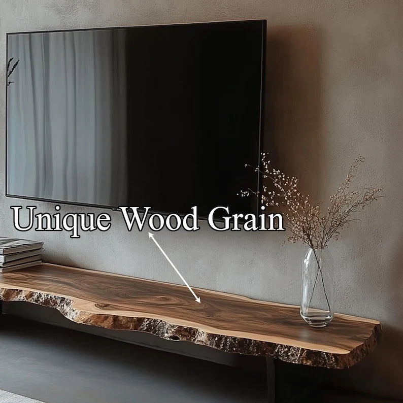 The Floating Live Edge Media Shelf | Solid Sheesham