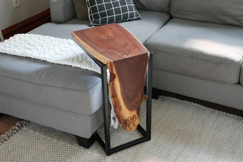The Waterfall C-Table | Handcrafted Live Edge Sheesham