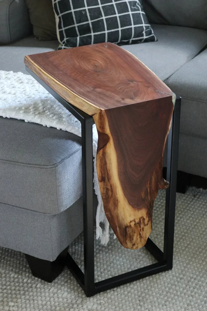 The Waterfall C-Table | Handcrafted Live Edge Sheesham