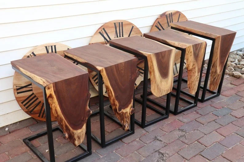 The Waterfall C-Table | Handcrafted Live Edge Sheesham