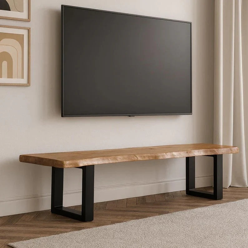 The Alder Live Edge Media Console | Solid Sheesham