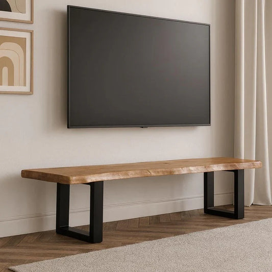The Alder Live Edge Media Console | Solid Sheesham