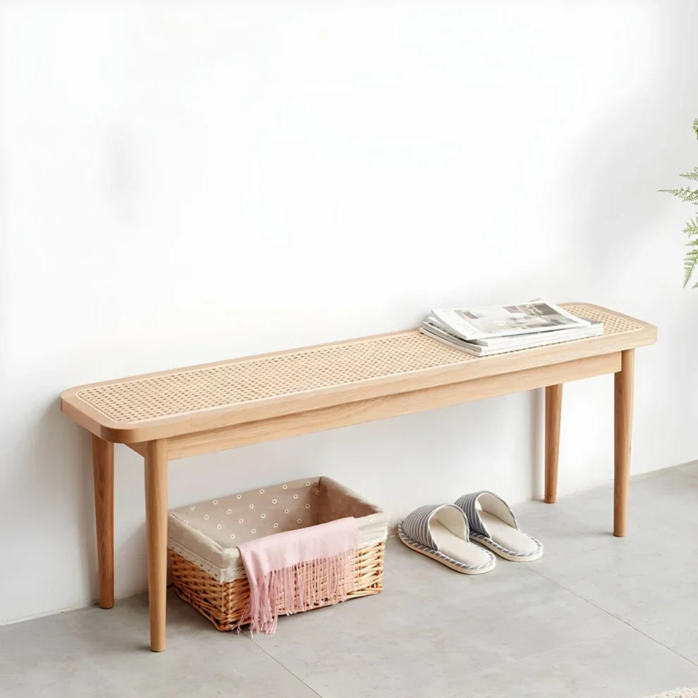 The Linear Dining Bench | Solid Oak or Natural Rattan