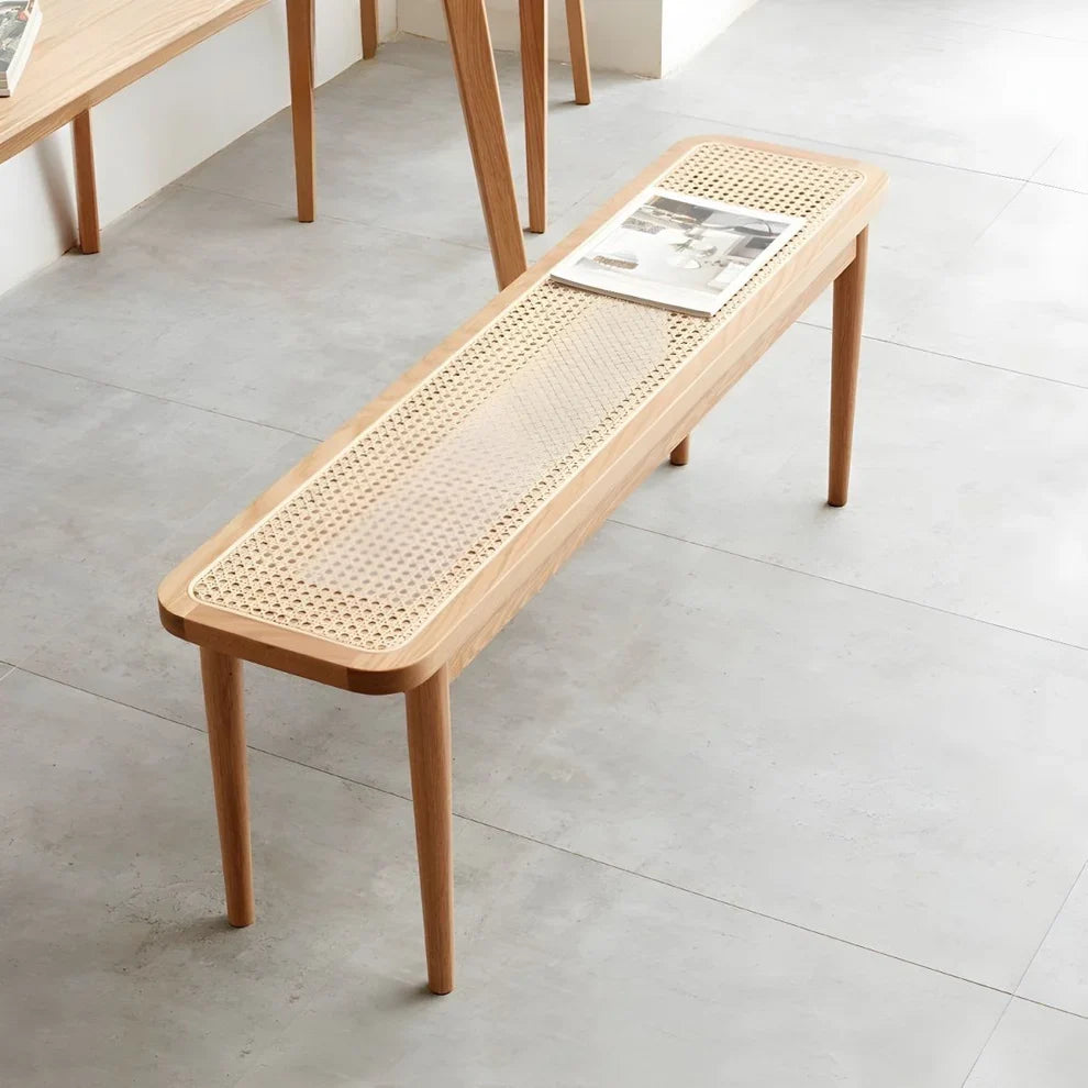 The Linear Dining Bench | Solid Oak or Natural Rattan