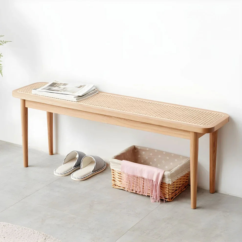 The Linear Dining Bench | Solid Oak or Natural Rattan