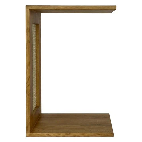 The Crest C-Shaped Side Table | Oak & Rattan