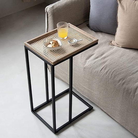 The Crescent C-Table | Rattan & Sheesham