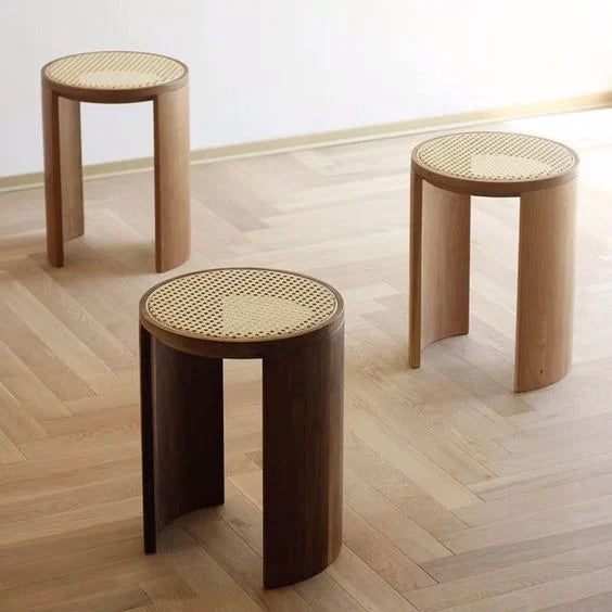 The Mid-Century Rattan Bar Stool | Natural Finish