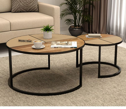 The Modern Rattan Nesting Pair | Set of 2 Coffee Tables