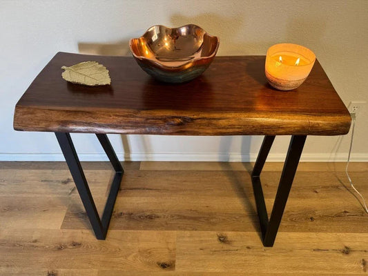 The Zephyr Z-Leg End Table | Black Sheesham Live Edge