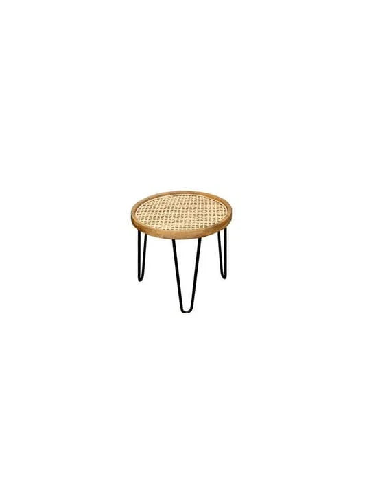 The Duet Rattan Side Tables | Natural Cane & Hairpin Legs (Pair)