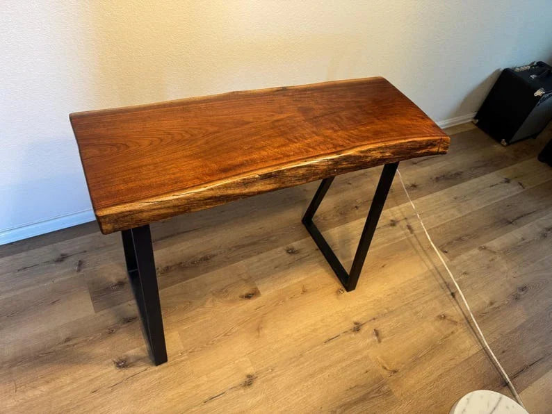 The Zephyr Z-Leg End Table | Black Sheesham Live Edge