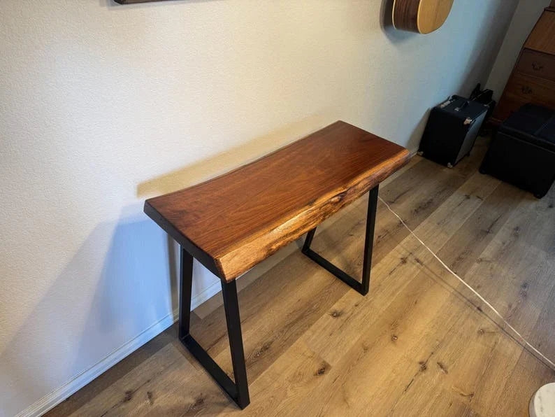 The Zephyr Z-Leg End Table | Black Sheesham Live Edge