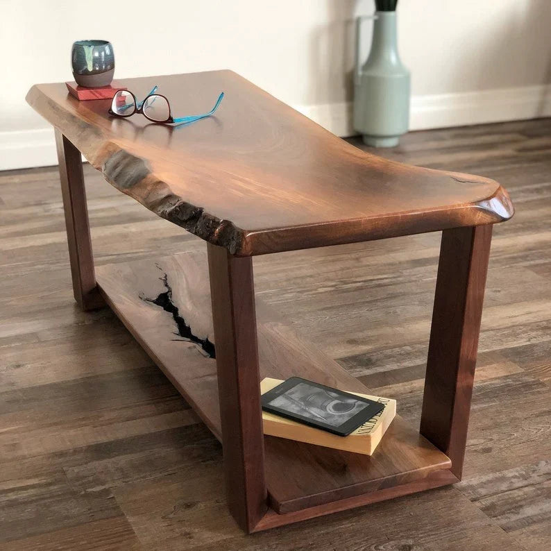 The Mid-Century Live Edge Coffee Table | Solid Sheesham