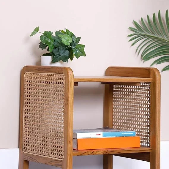 The Urban Boho Side Table | Sheesham & Rattan