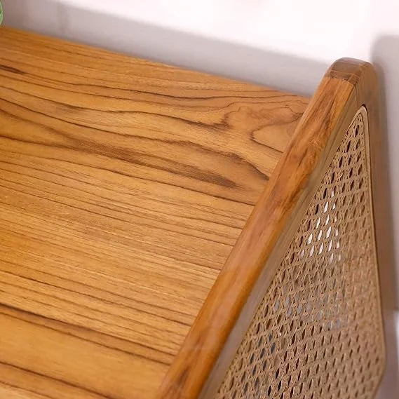 The Urban Boho Side Table | Sheesham & Rattan