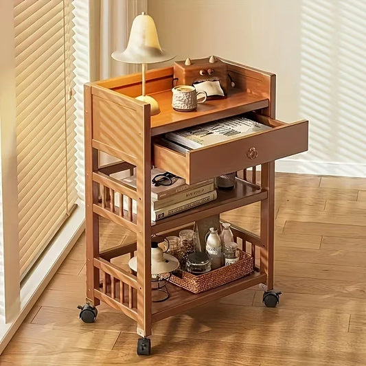 The Versatile Wooden Trolley | Wheels & Multi-Shelf Storage