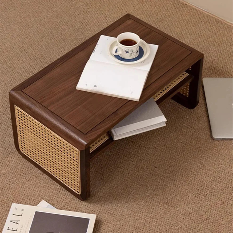 The Vine Woven End Table | Rattan & Sheesham