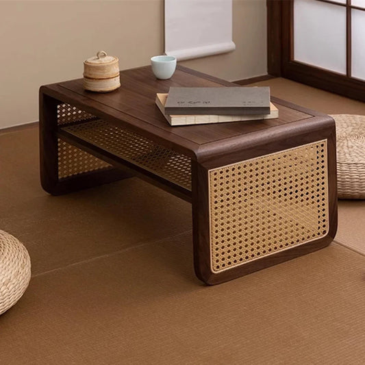 The Vine Woven End Table | Rattan & Sheesham