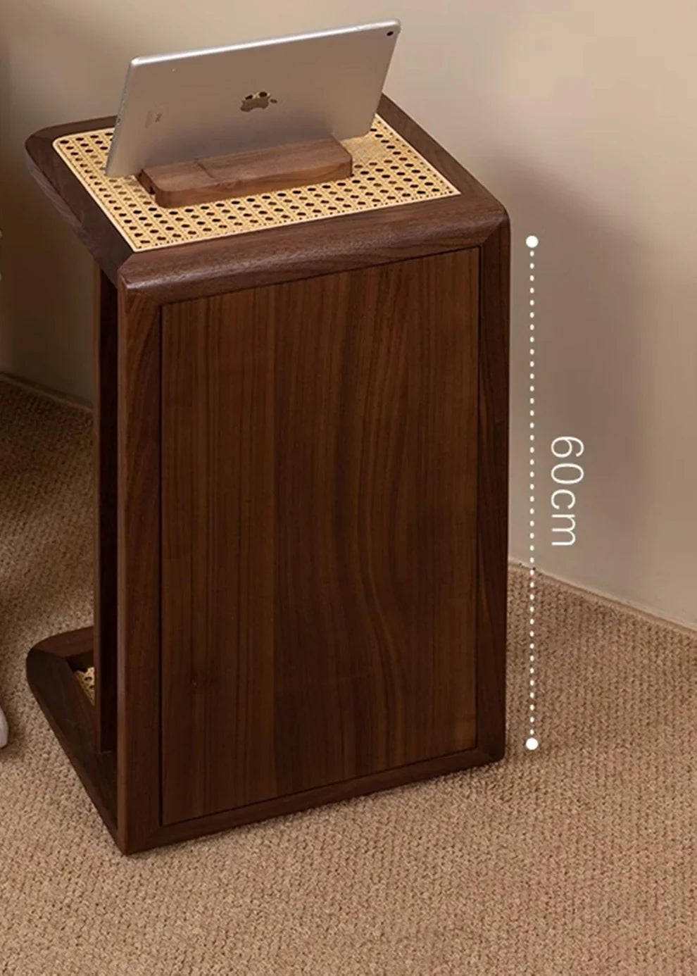 The Vine Woven End Table | Rattan & Sheesham