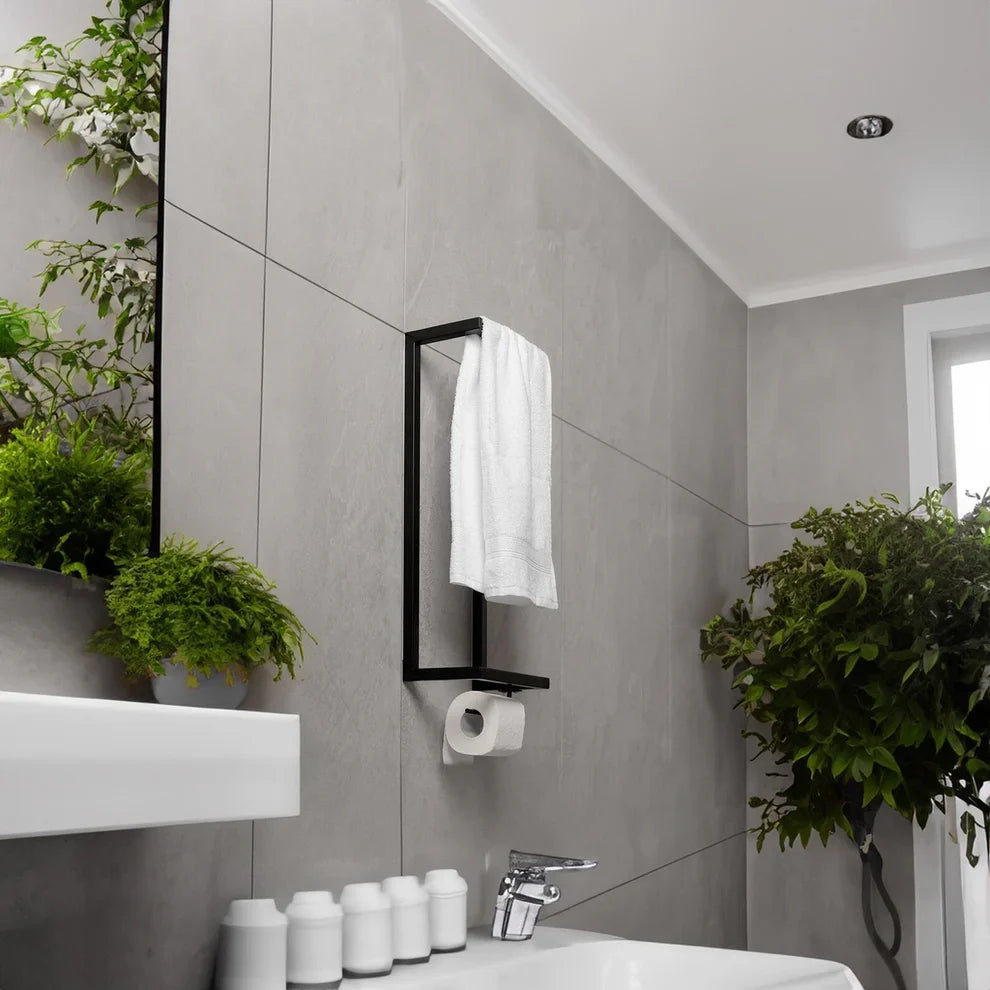 The Dual Roll & Hand Towel Holder | Black
