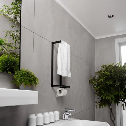 The Dual Roll & Hand Towel Holder | Black
