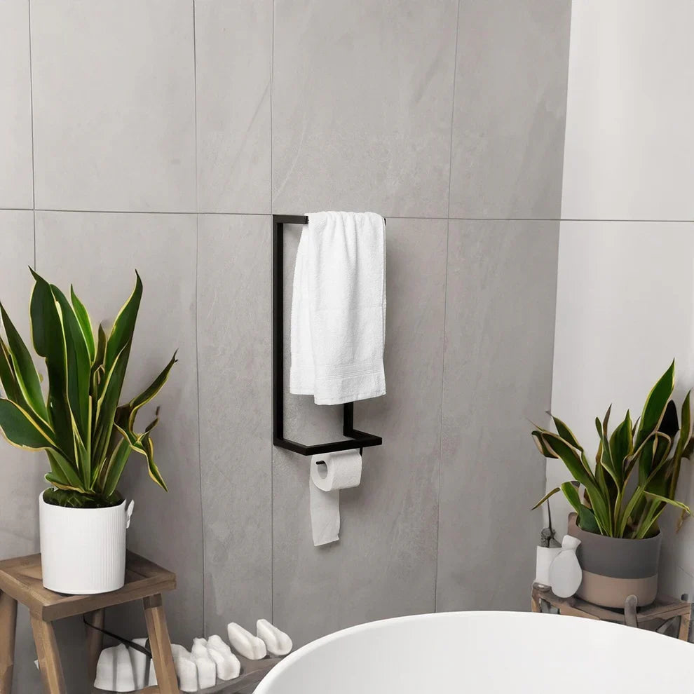 The Dual Roll & Hand Towel Holder | Black