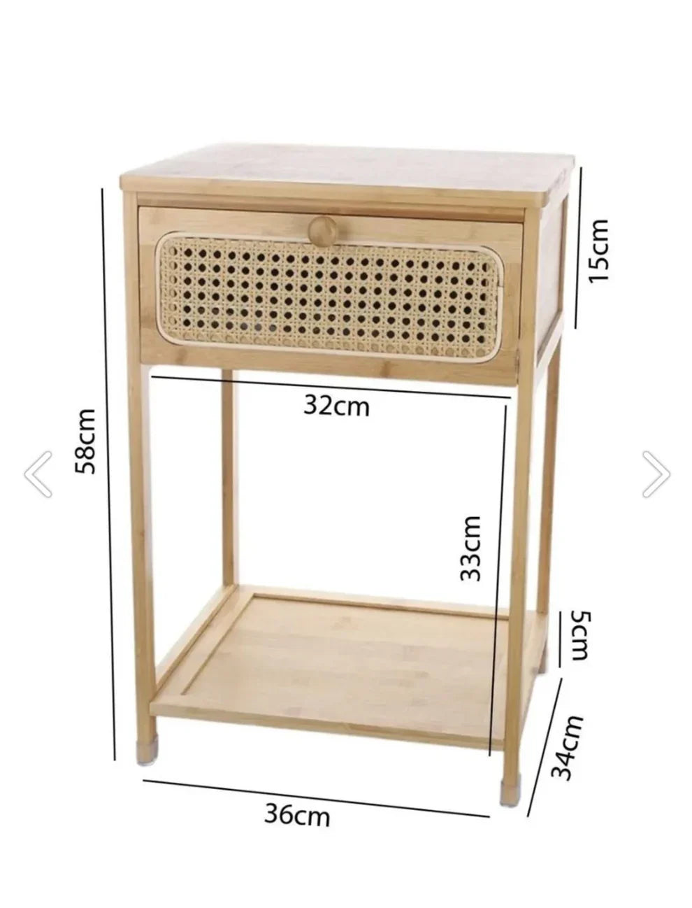 The Bamboo Rattan Nightstand | Handcrafted with Drawer